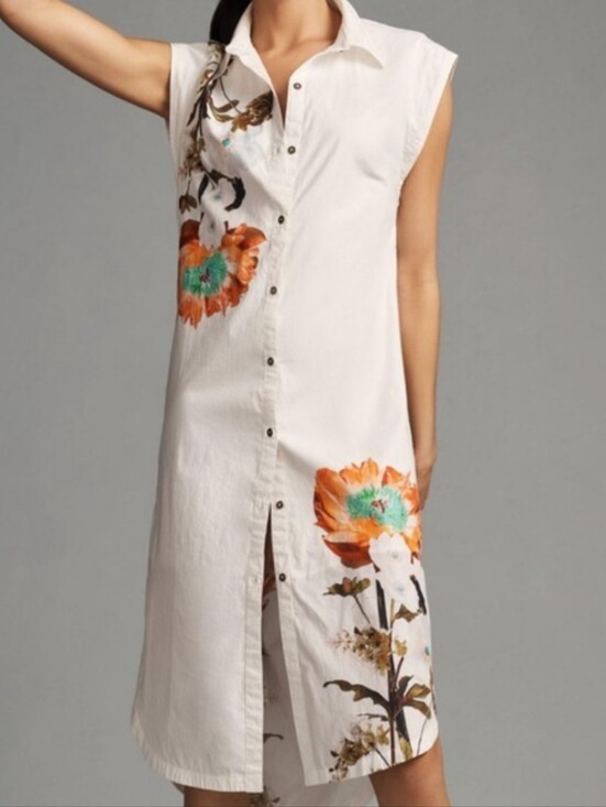 Anthropologie Dresses & Skirts - Anthropologie Maeve Cotton Midi Shirt Dress